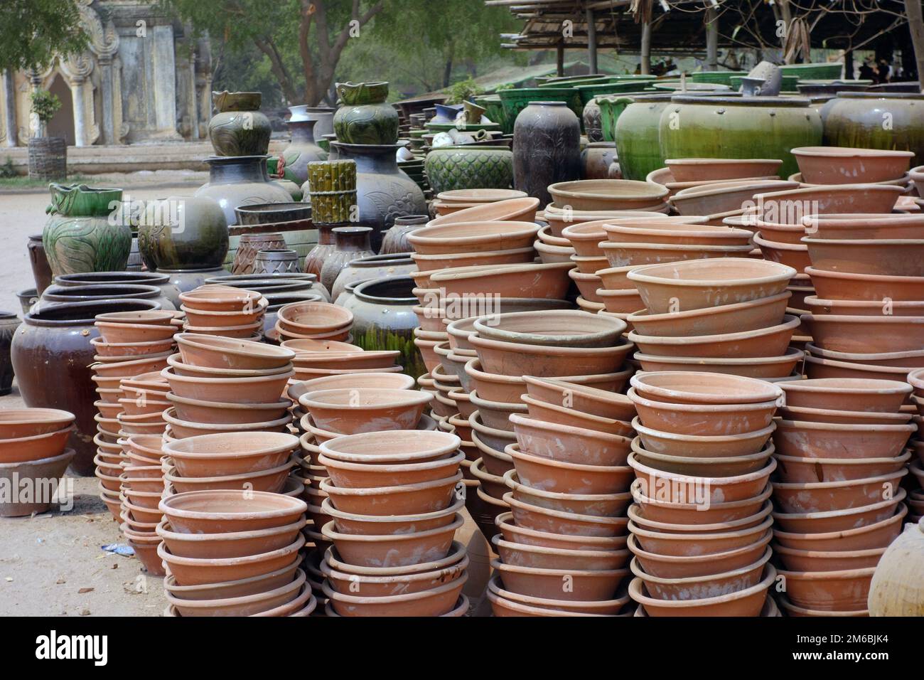 Clay pots in Bagan, Myanmar Stock Photo