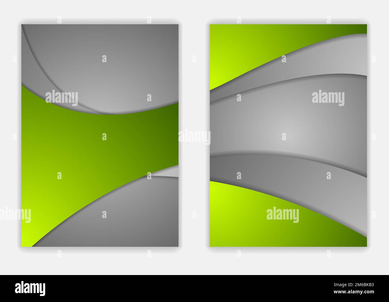 Abstract green grey wavy corporate flyer design template Stock Photo