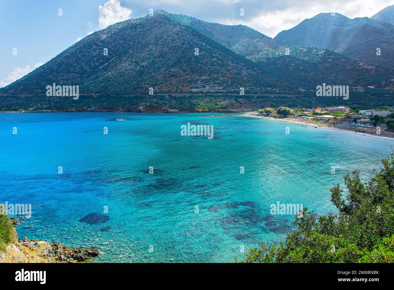 Turquoise-blue water beach of Livadi in the village of Bali in Crete Stock Photo