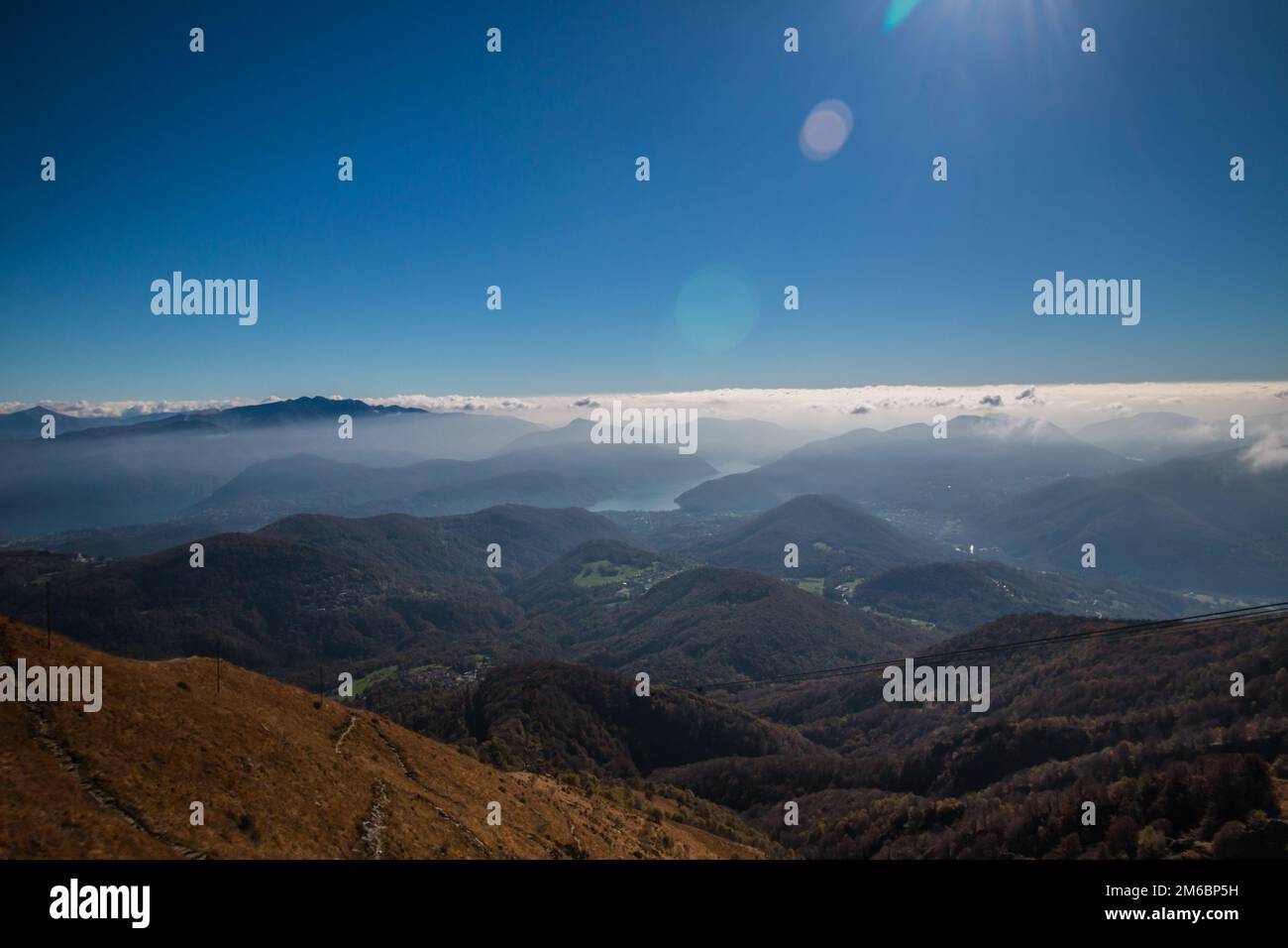 View from the summit of monte lema on the swiss and italian alps Stock Photo