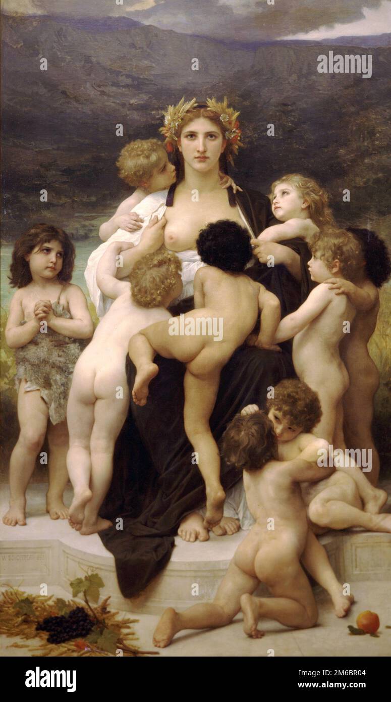 L'âme parentale (The Motherland or Alma Parens) painted by nineteenth-century French painter William-Adolphe Bouguereau in 1883 Stock Photo