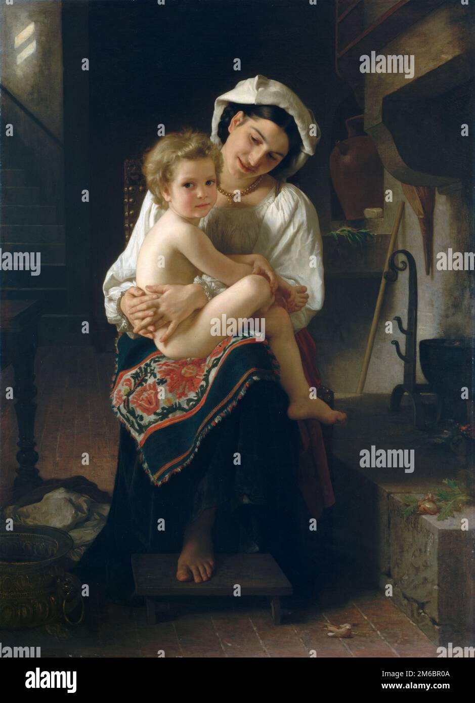 Young Mother Gazing at her Child,  painted by William-Adolphe Bouguereau in 1871 Stock Photo