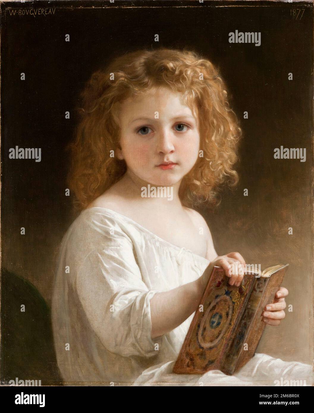 Le Livre de Contes (The Story Book) painted by nineteenth-century French painter William-Adolphe Bouguereau in 1877 Stock Photo