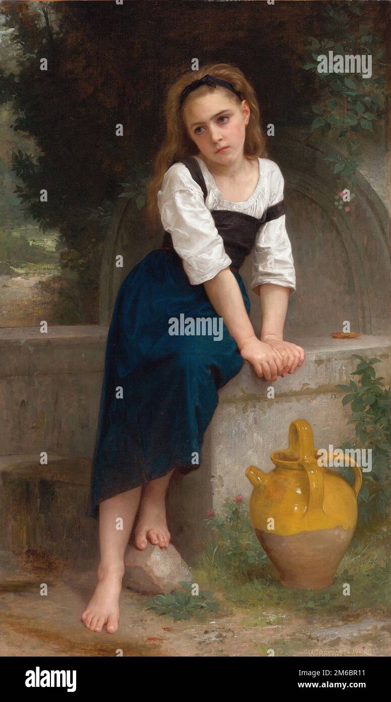 Orpheline À La Fontaine (An Orphan at the Well) painted by nineteenth-century French painter William-Adolphe Bouguereau in 1883 Stock Photo