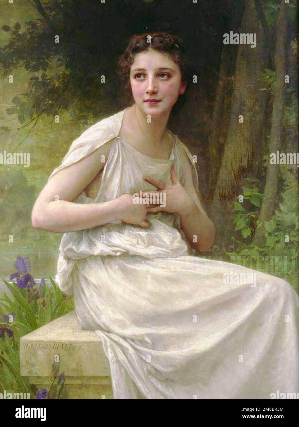 Réflexion (Reflection) painted by nineteenth-century French painter William-Adolphe Bouguereau in 1898 Stock Photo
