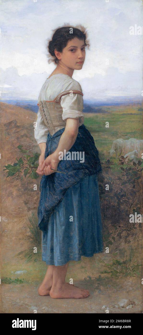 La Jeune Bergère) The Young Shepherdess painted by nineteenth-century French painter William-Adolphe Bouguereau in 1885 Stock Photo