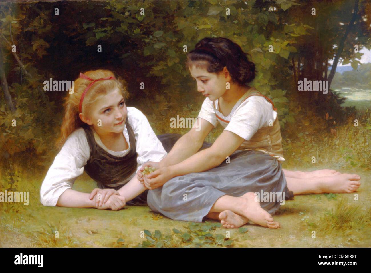 Les Noisettes The Nut Gatherers Painted By Nineteenth century French 