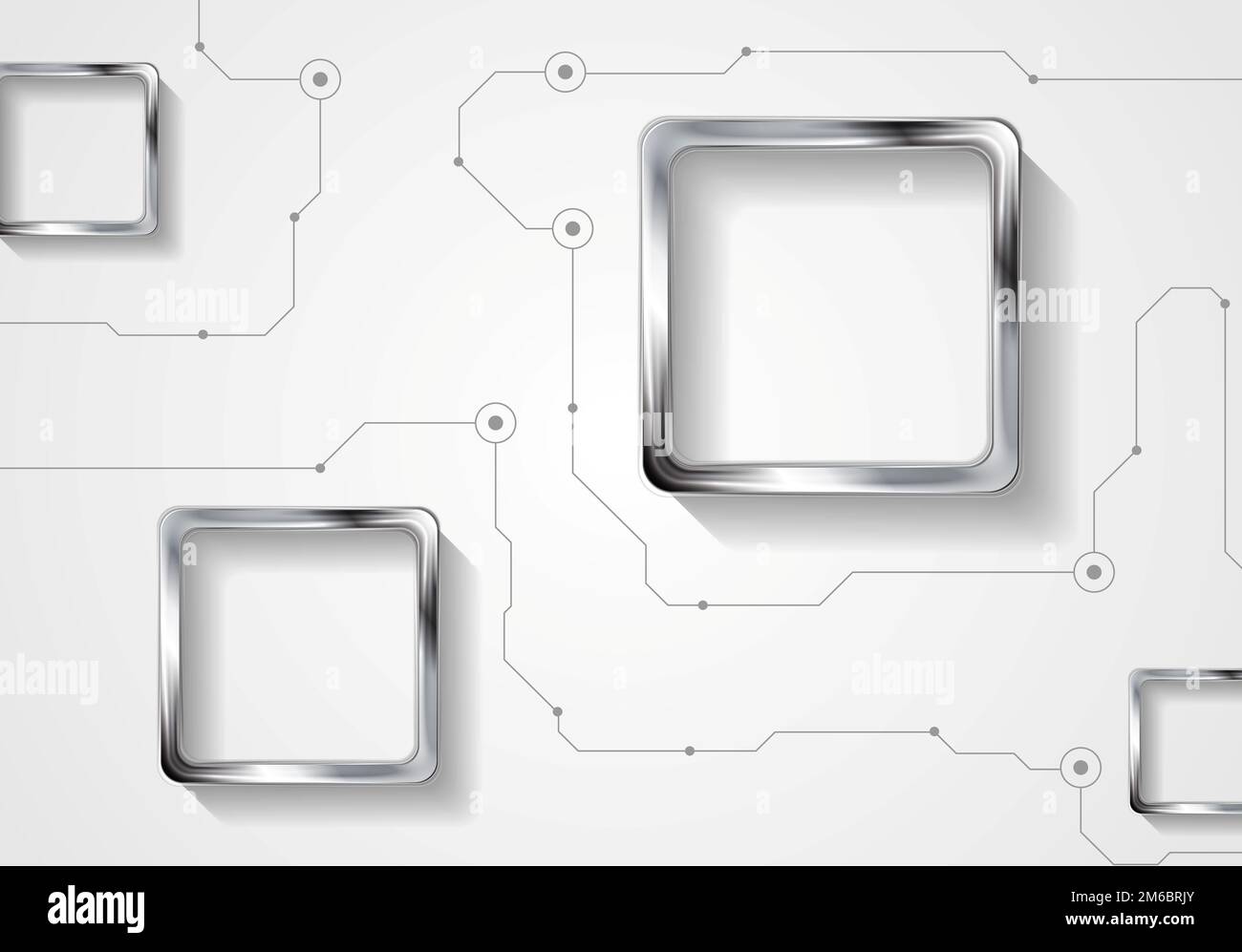 Abstract technology background with lines and metallic squares Stock ...