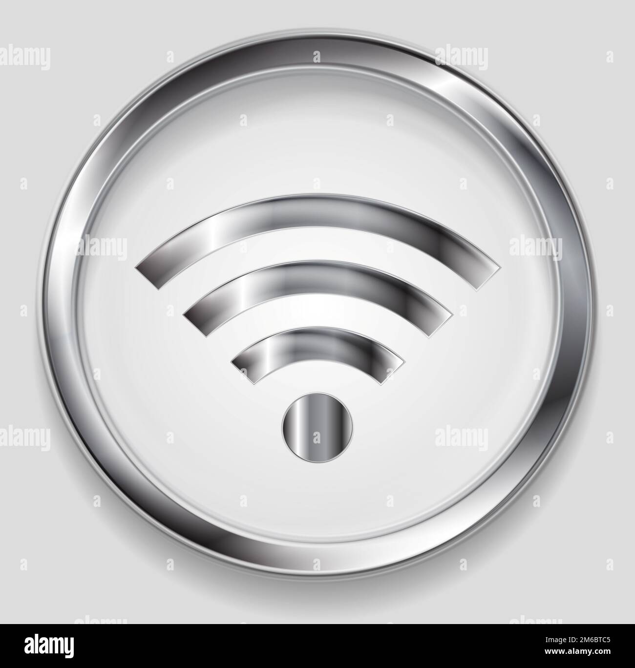 Silver metal wifi tech icon design Stock Photo
