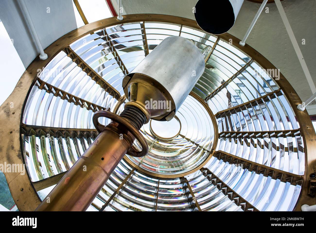 Inside of a lighthouse light Stock Photo