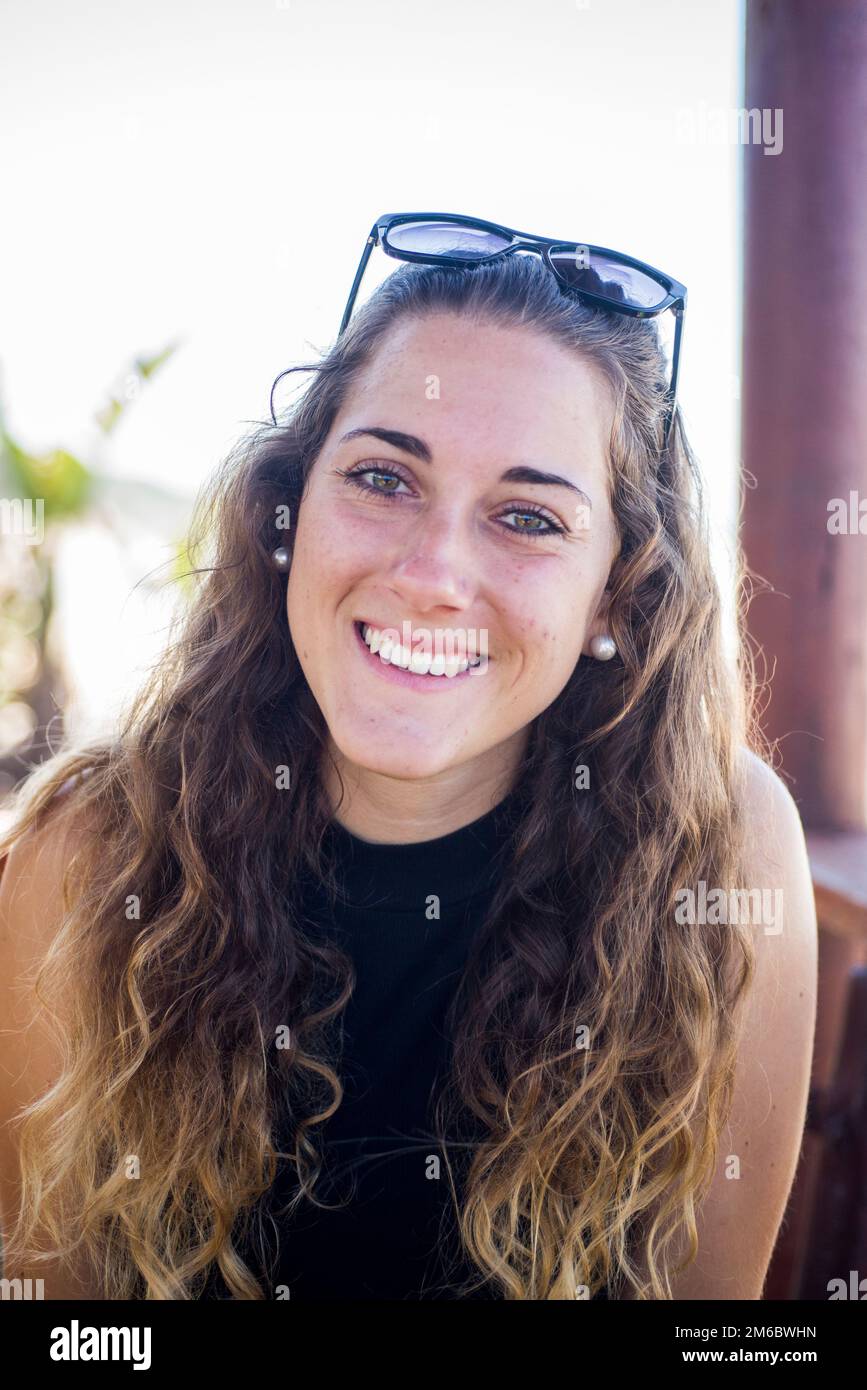 Portrait of beautiful girl smiling Stock Photo