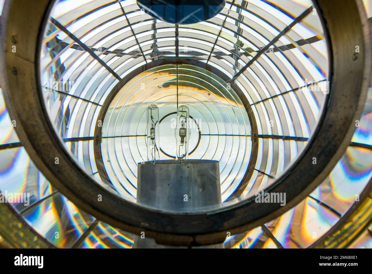 Inside of the light of a lighthouse Stock Photo