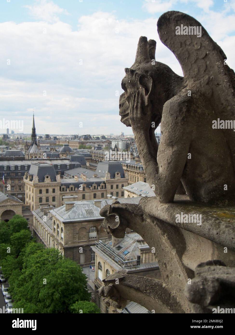 Gargoyles of Notre Dame Overlooking City of Paris Stock Photo Alamy