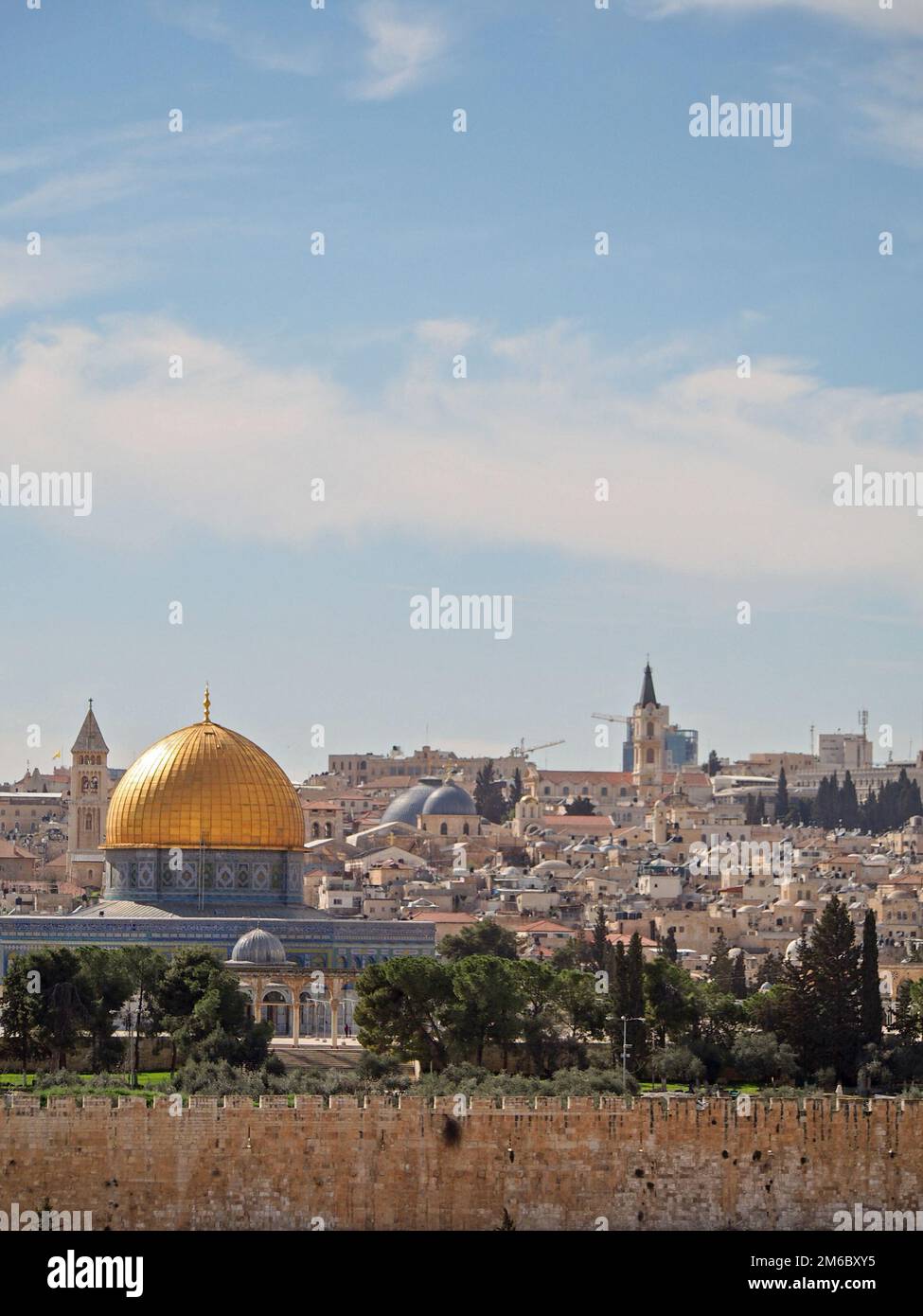 Skyline View of Jerusalem from the Mount of Olives Stock Photo
