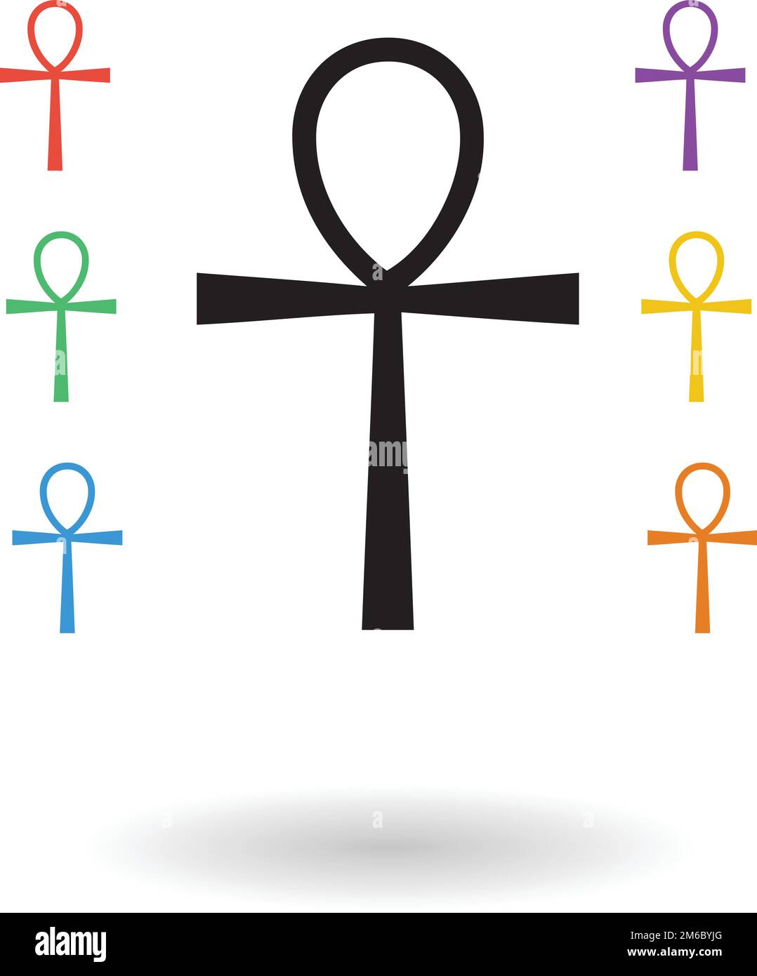 Ankh crosses set vector illustration, Egyptian cross of pharaohs Stock