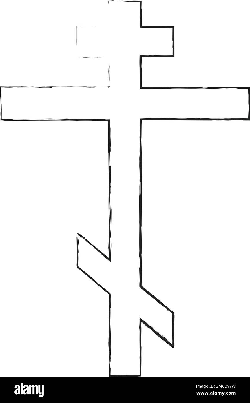 Orthodox cross pencil sketch vector illustration Stock Vector Image