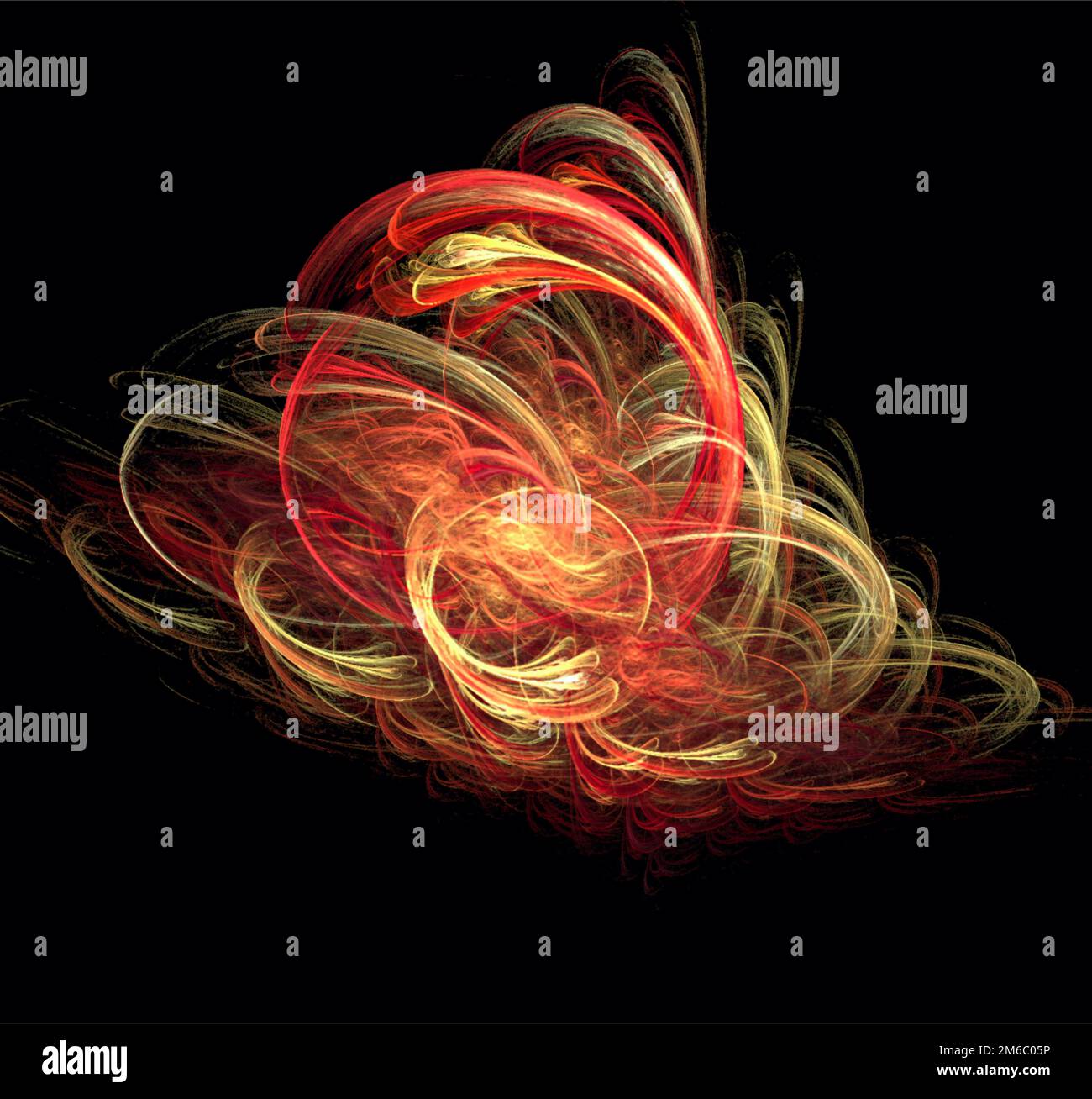 bright yellow-red abstract pattern on black, color digital graphics ...