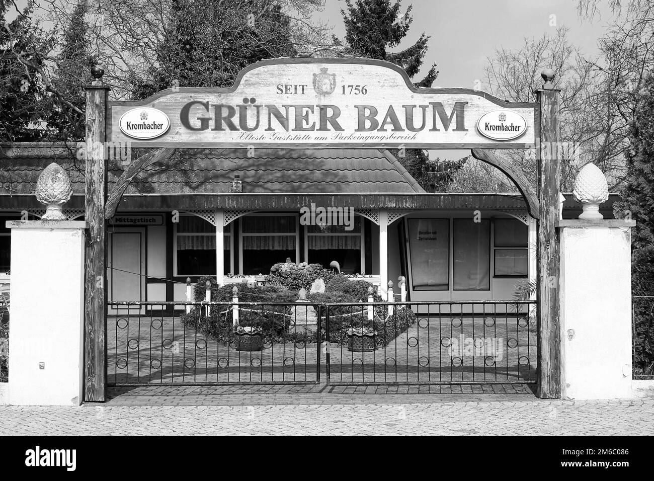 Orphaned Beer garden 'Gruener Baum' in WÃ¶rlitz (Saxony-Anhalt) Stock Photo
