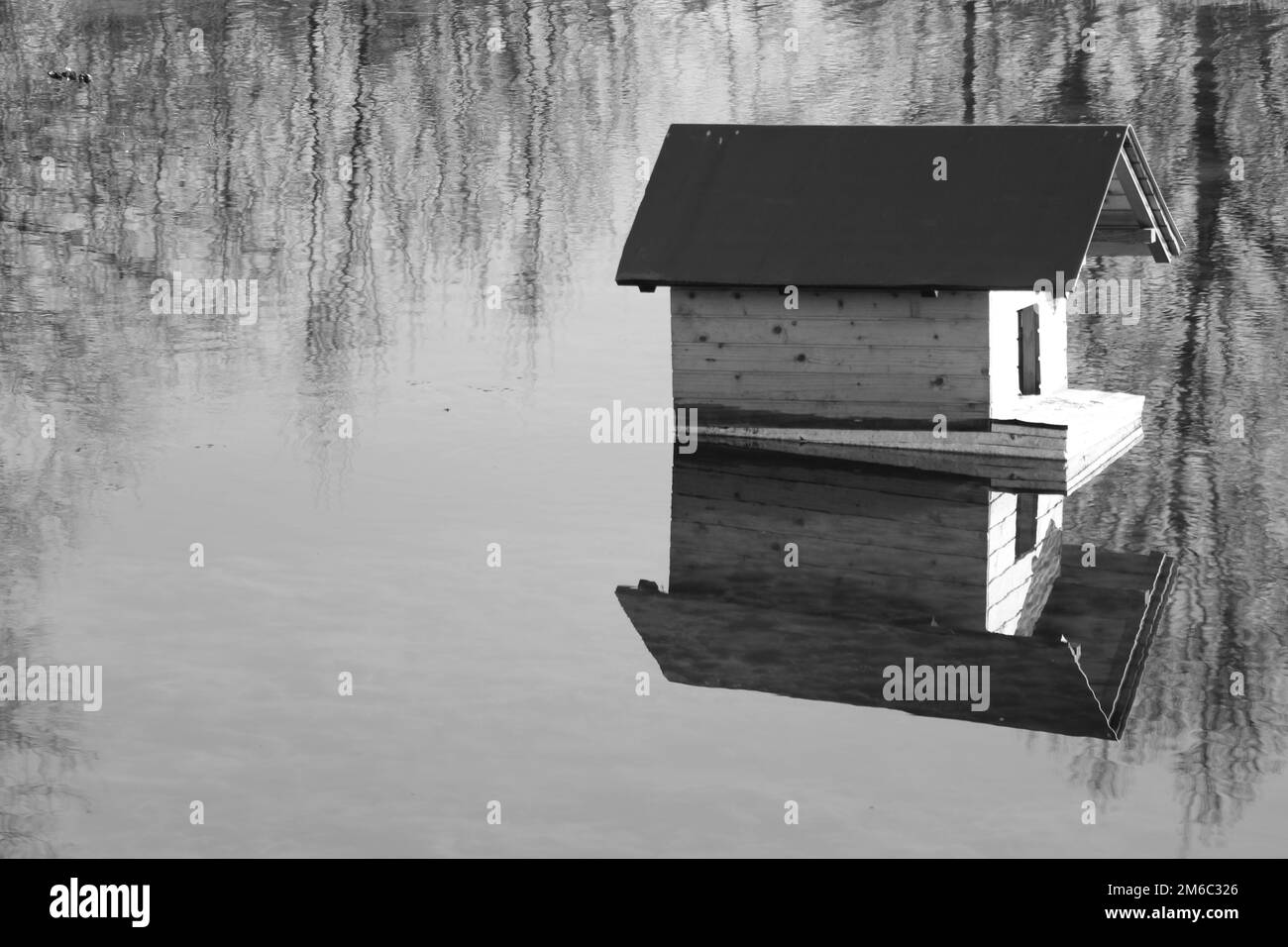 Duck house by pond Black and White Stock Photos & Images Alamy