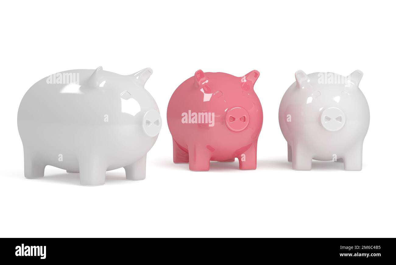 3d render of piggy bank with gold coins Stock Photo
