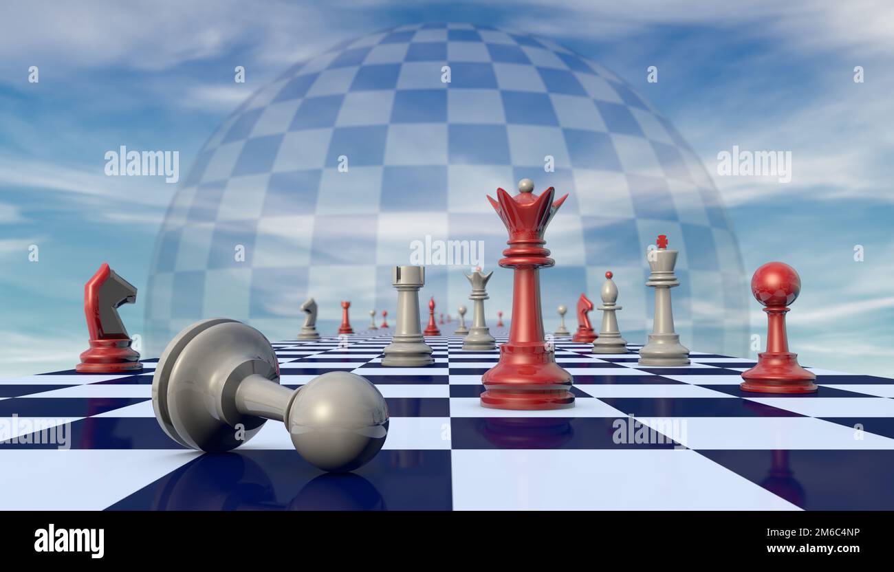 chess board seen close up with depth of field effect - 3D rendering Stock  Photo - Alamy