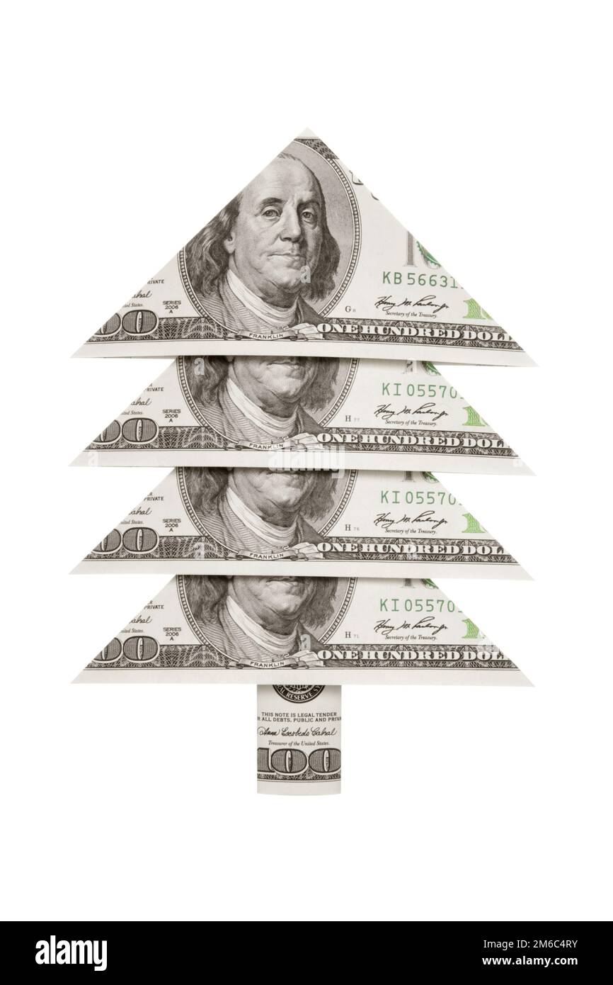 Christmas fur-tree dollar. Prosperity and well-being... Stock Photo