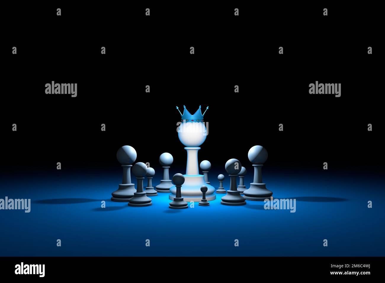 Great authority. Leader (chess metaphor). 3D render illustration. Free space for text. Stock Photo