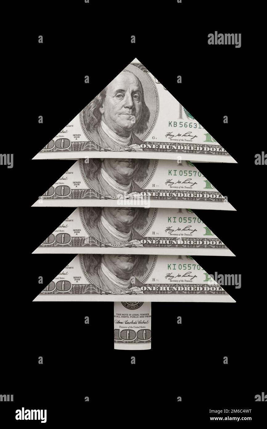 Prosperity and well-being...Christmas fur-tree dollar. Stock Photo