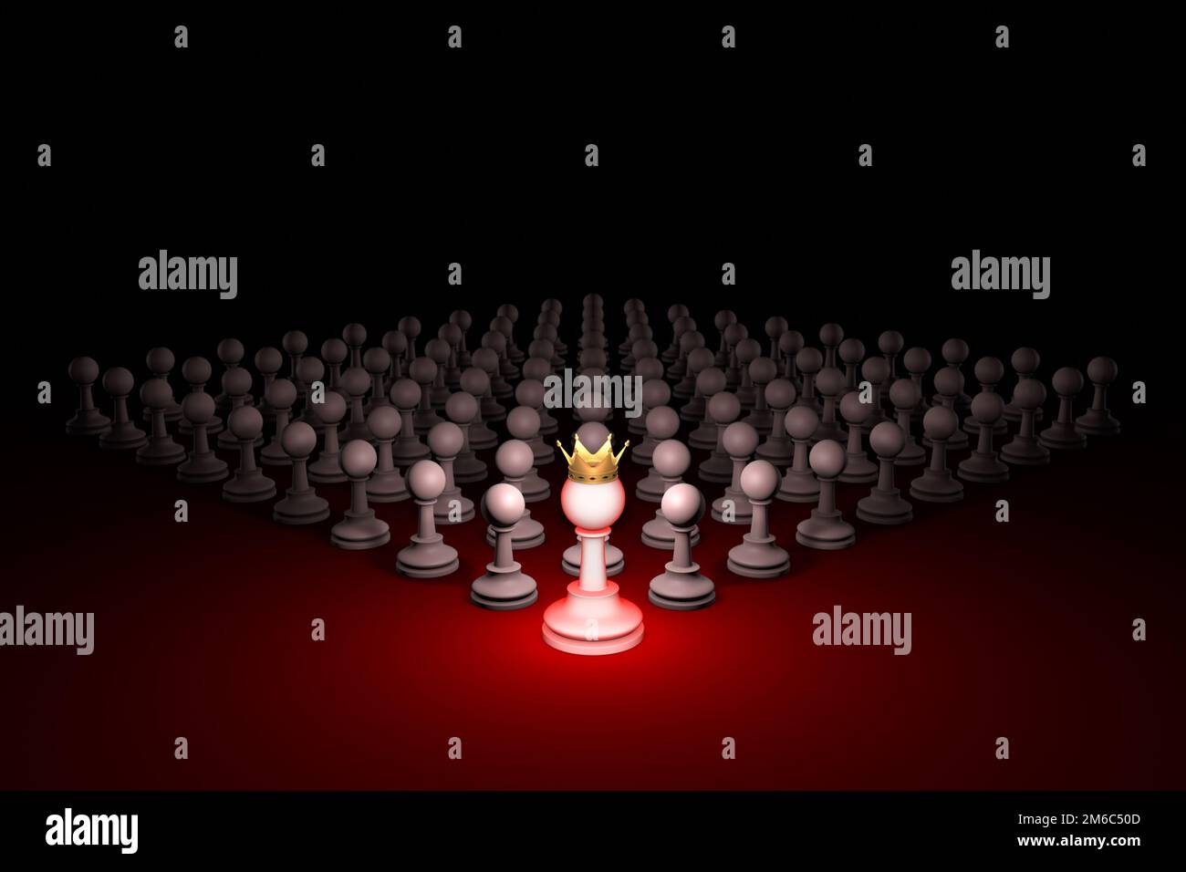 Great threat. Strong army (chess metaphor). 3D rendering illustration. Free space for text. Stock Photo