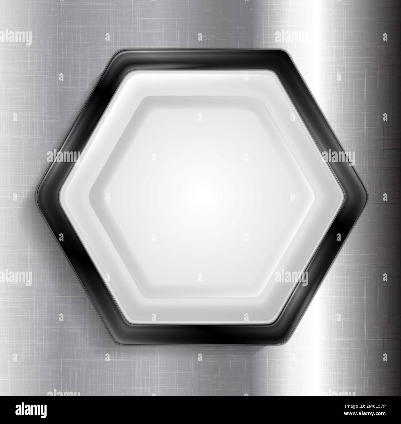 Abstract metallic hexagon label Stock Photo