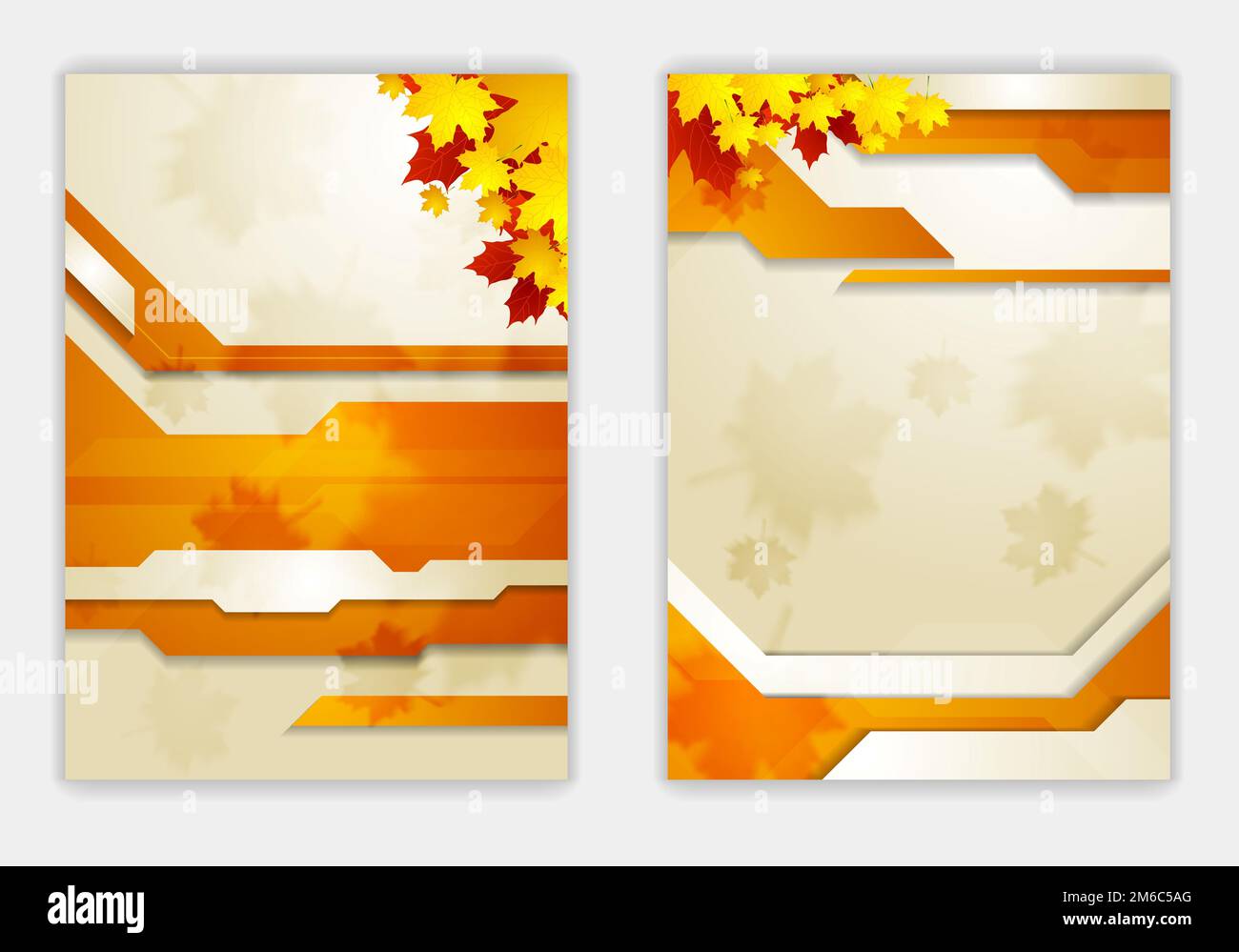 Bright orange autumn leaves flyer template Stock Photo