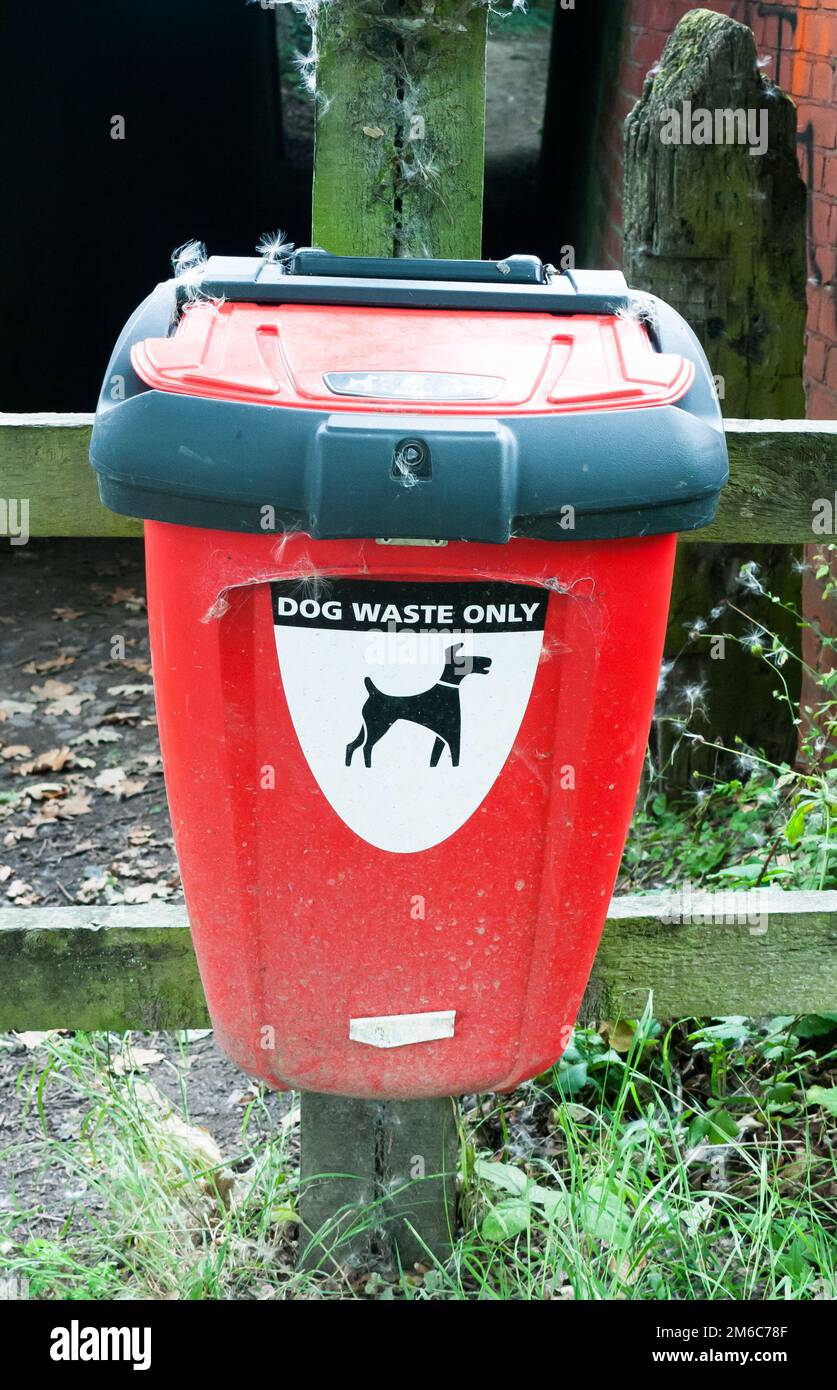 Close up red box for disposal of dog waste Stock Photo Alamy