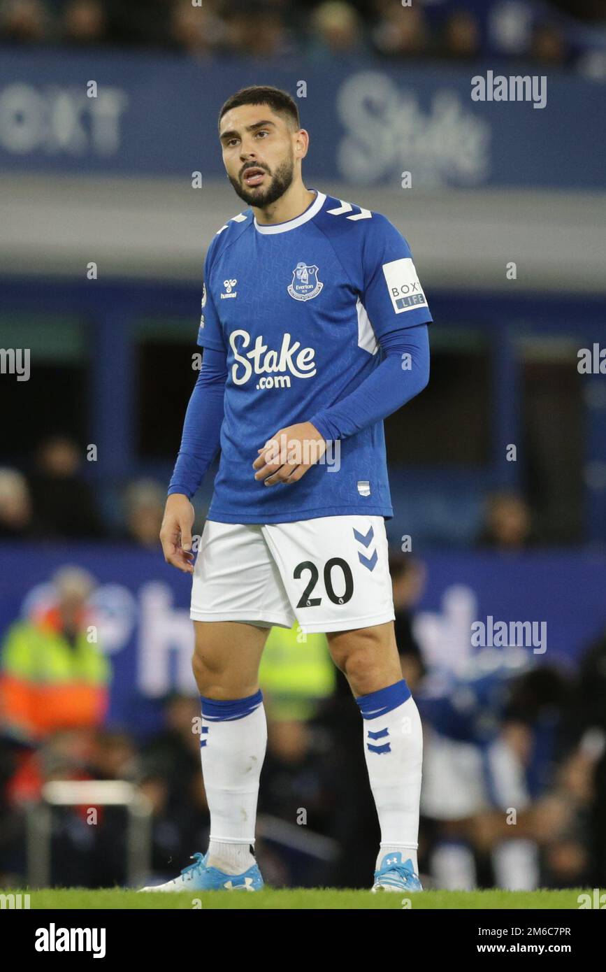 Neal Maupay 20 of Everton during the Premier League match Everton vs Brighton and Hove Albion