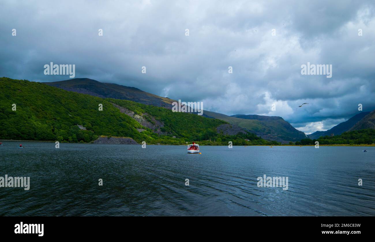 THE MAGICAL LLIANBERIS LAKE, NORTH WALES. Stock Photo