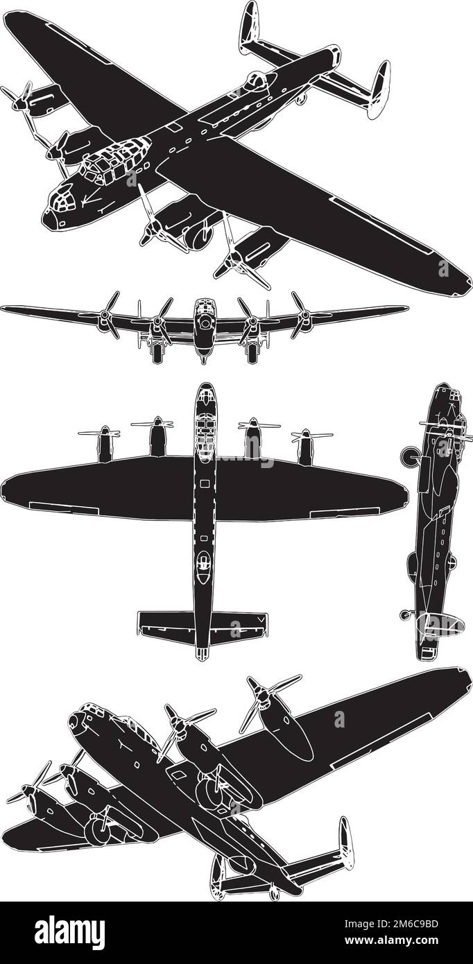 Military Propeller Airplanes Vector Stock Vector