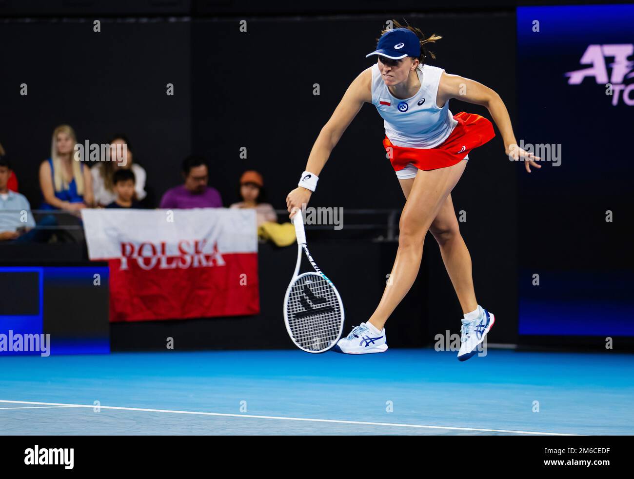 Iga Swiatek of Poland in action against Belinda Bencic of Switzerland
