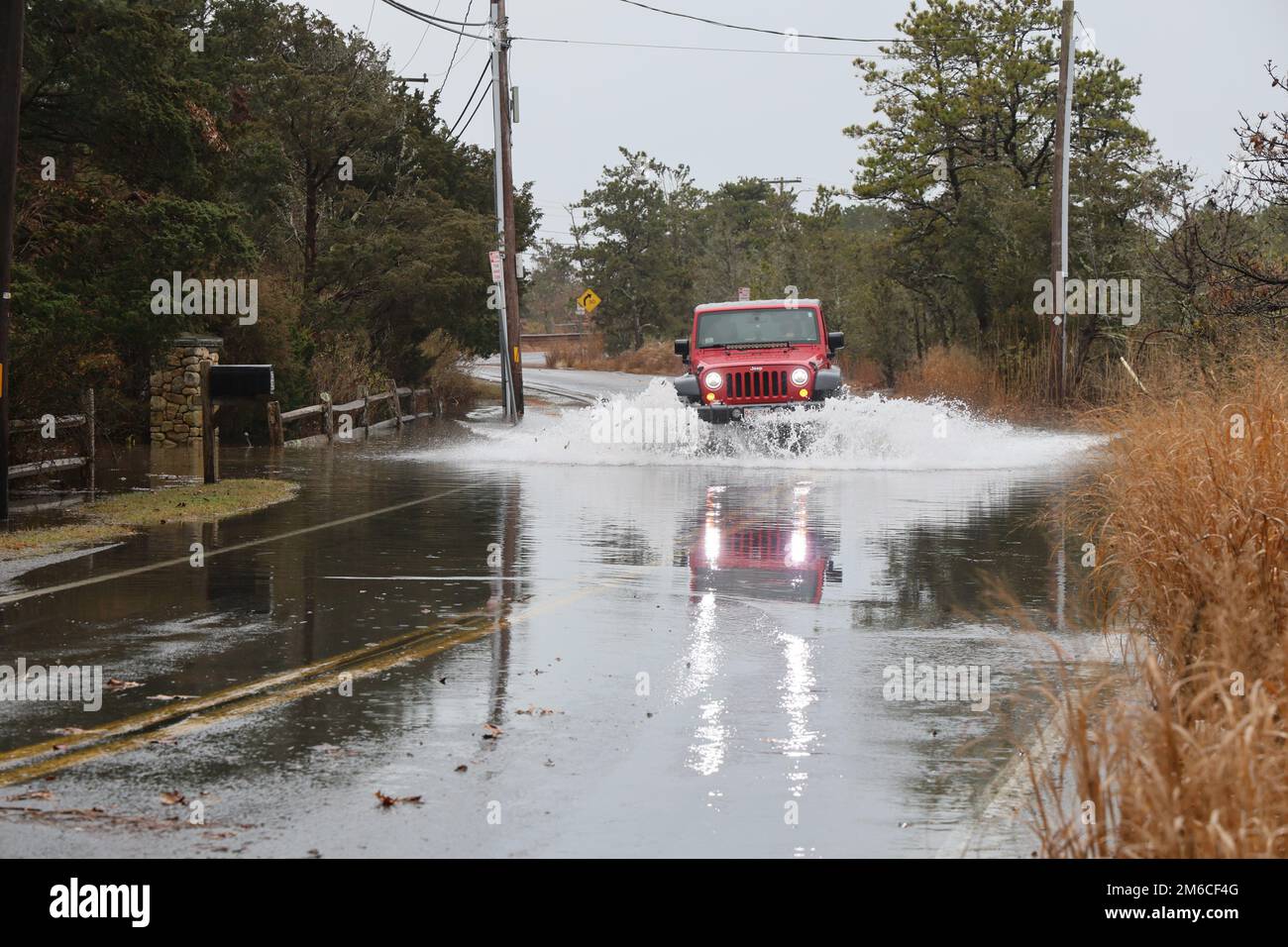 Bomb Cyclone Flooding on Cape Cod Osterville Stock Photo