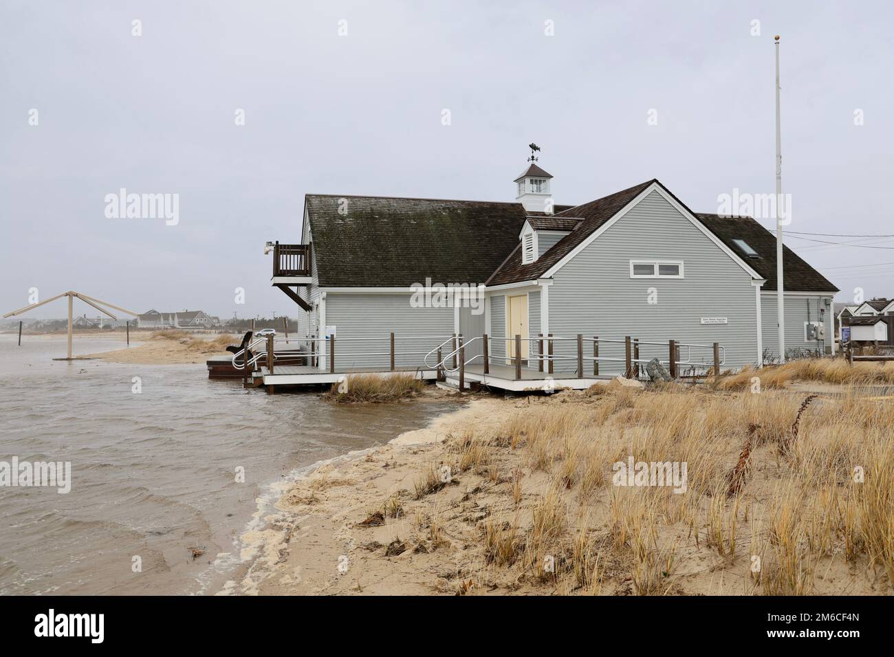Bomb Cyclone Flooding on Cape Cod Centerville Hyannis Craigville Beach Stock Photo