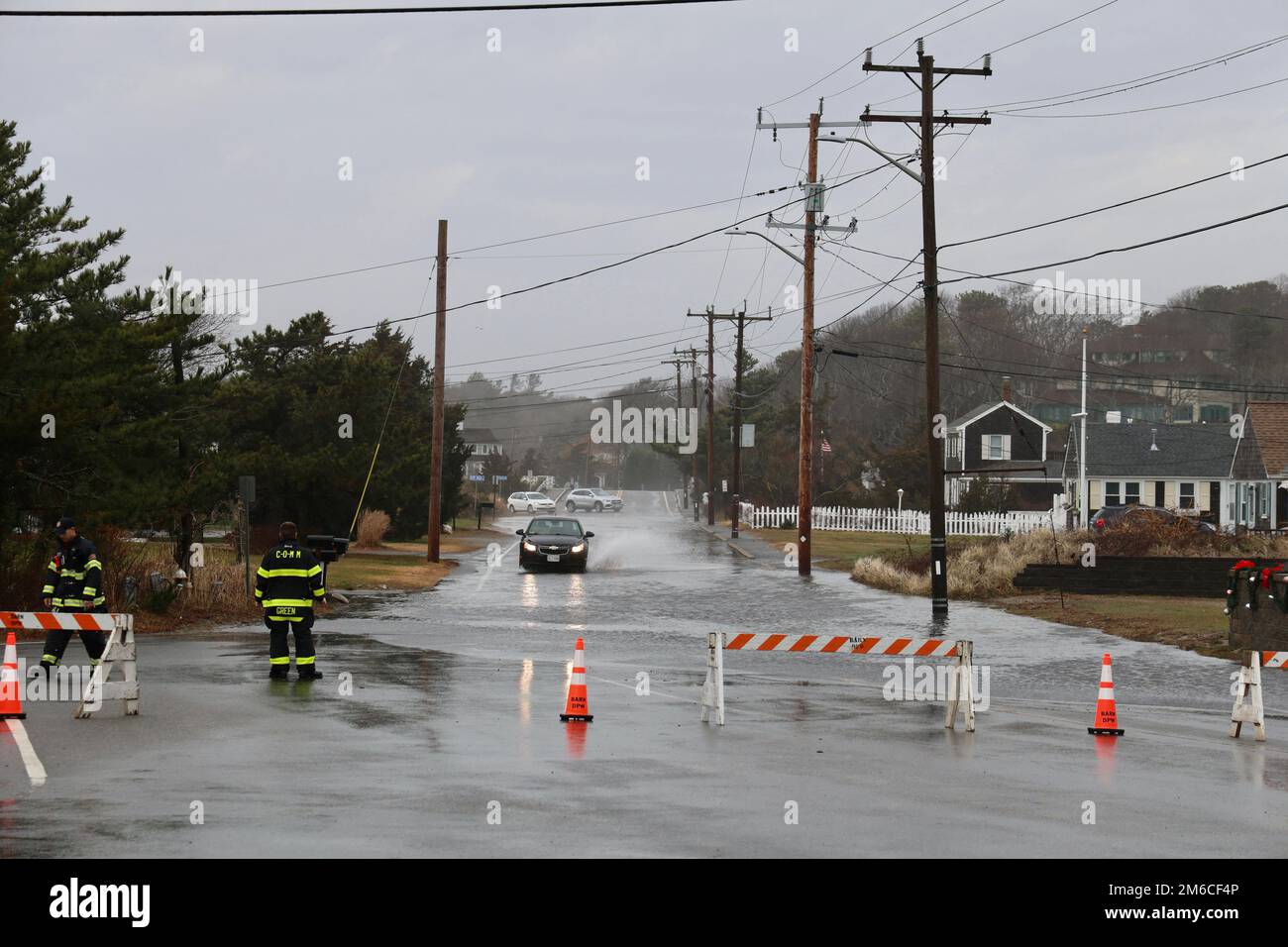 Bomb Cyclone Flooding on Cape Cod Centerville Hyannis Barnstable Stock Photo