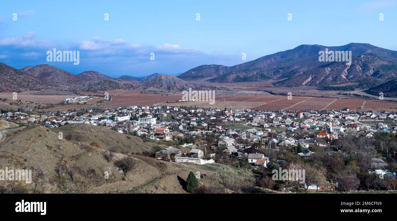Town in the valley Stock Photo - Alamy