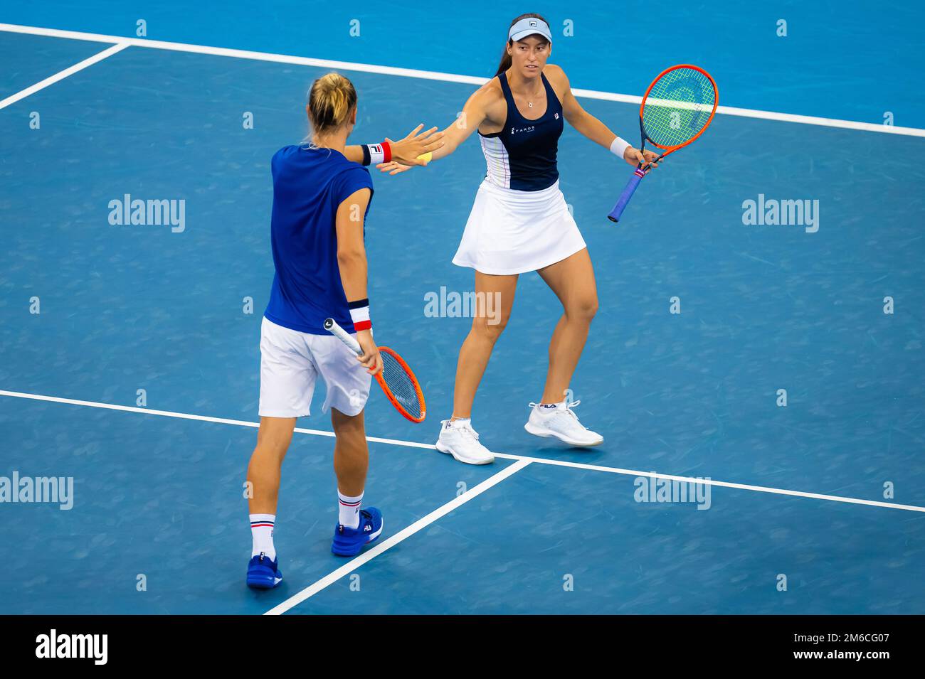 Luisa Stefani of Brazil and Rafael Matos of Brazil during their second mixed doubles match at the 2023 United Cup Brisbane tennis tournament on January 1, 2023 in Brisbane, Australia - Photo: Rob Prange/DPPI/LiveMedia Stock Photo