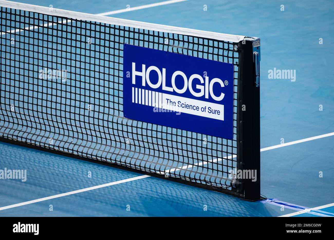 Hologic Logo at the 2023 United Cup Brisbane tennis tournament on