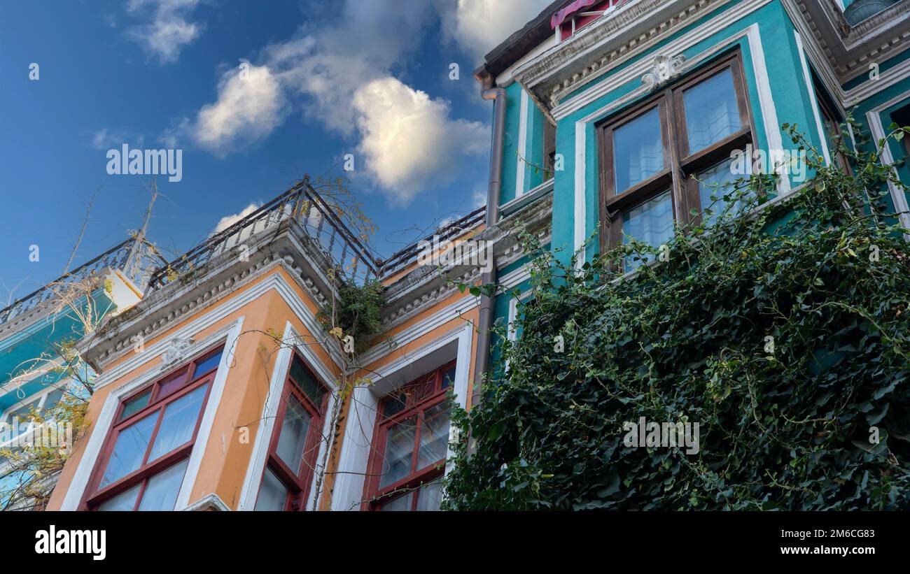 Balat district in Istanbul Turkey. Colorful houses in Balat. historic streets in Istanbul. Stock Photo