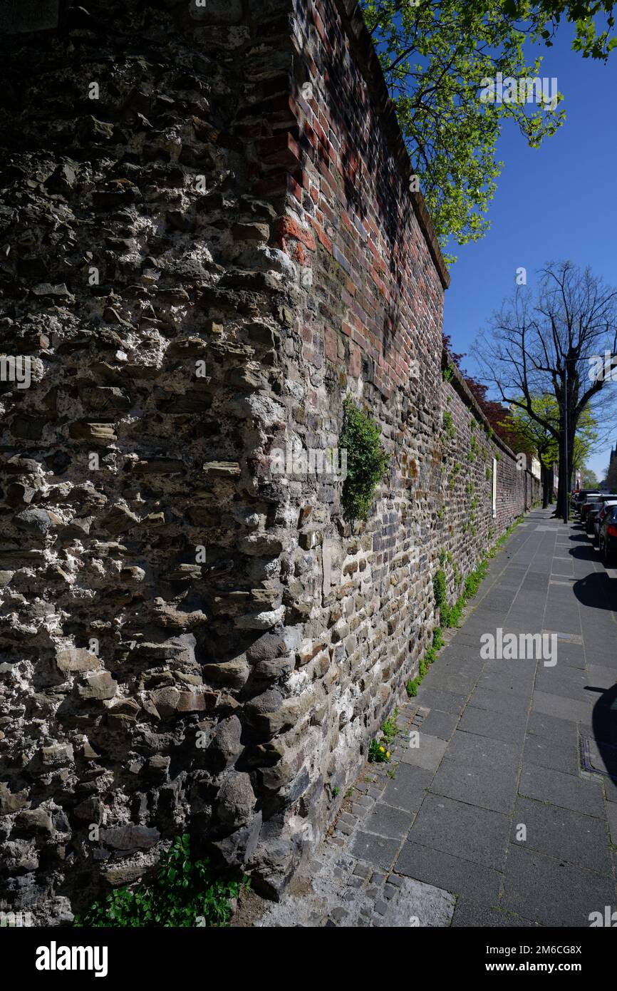 preserved part of the ancient roman city wall from the 1st century in cologne Stock Photo Alamy