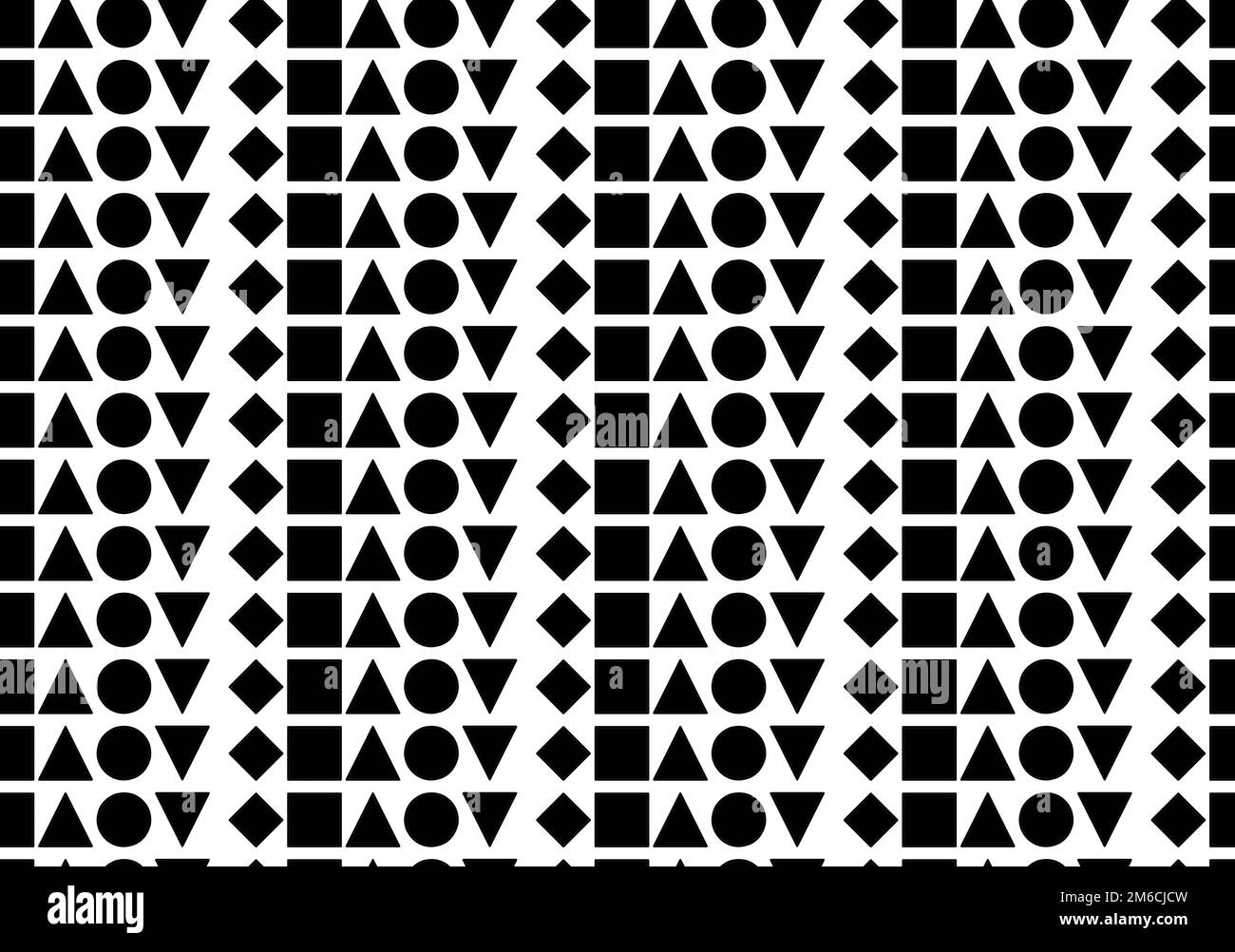 Seamless pattern of black geometric shapes of different shapes on white ...