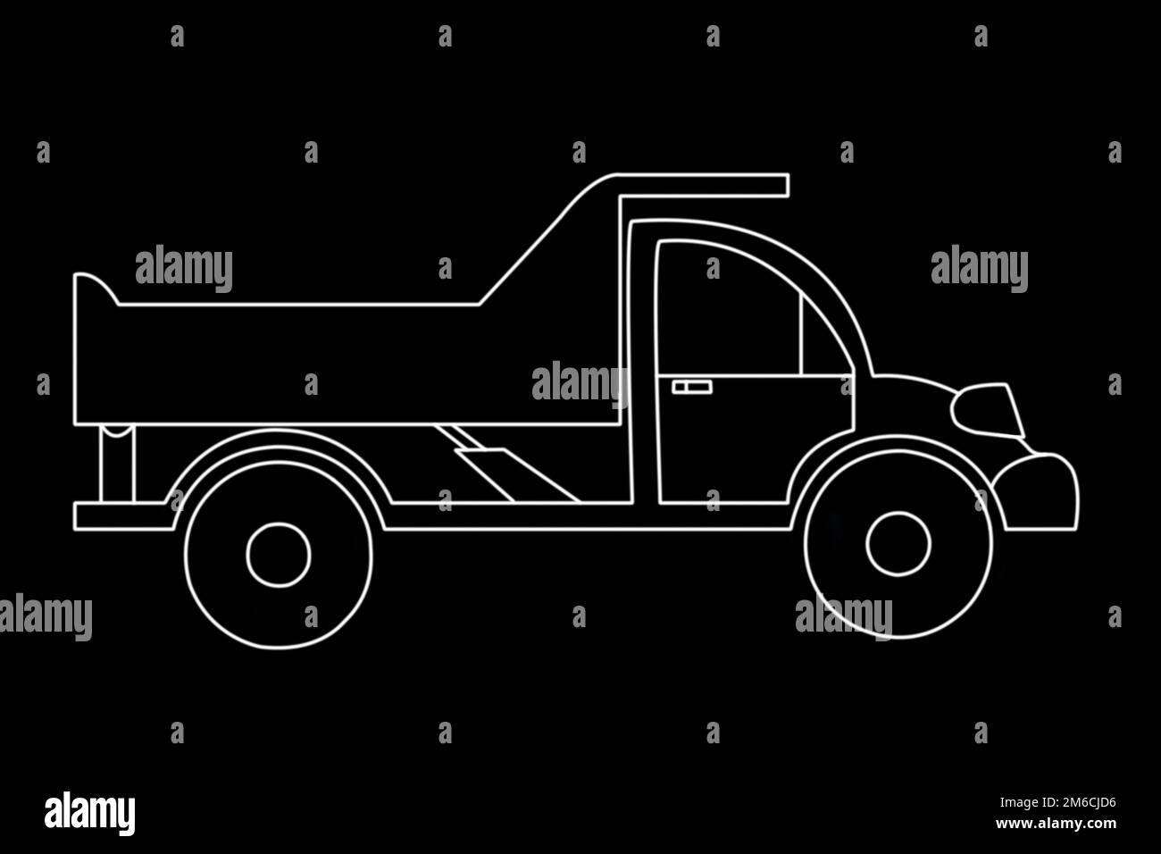 The contoured silhouette of a truck on a black background Stock Photo