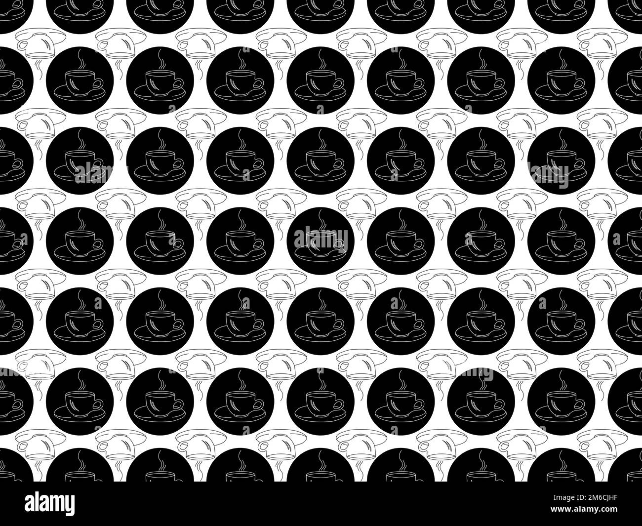 Seamless pattern on a white background with black and white silhouettes ...
