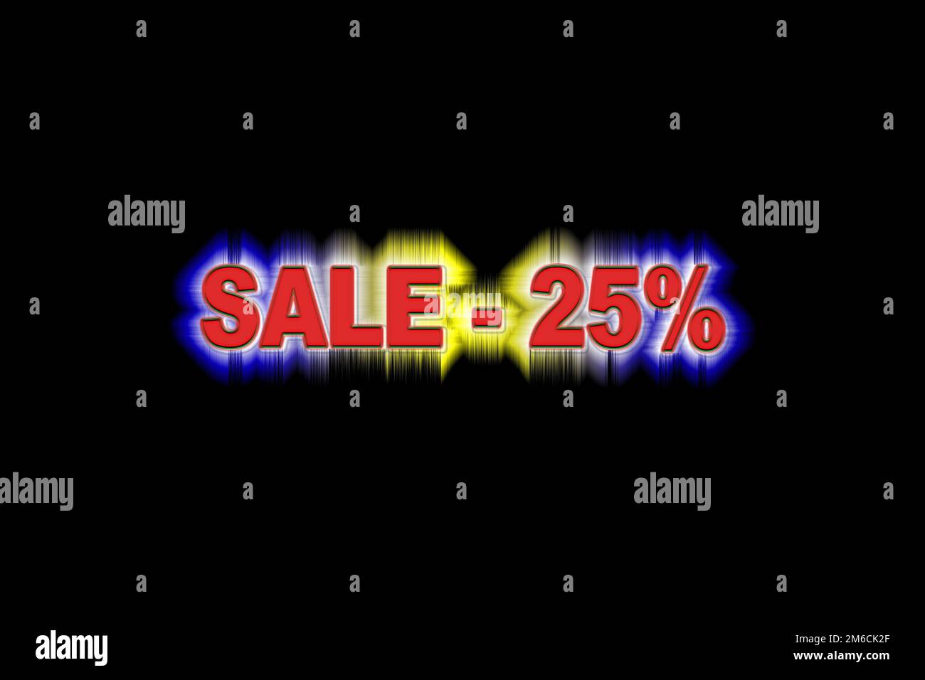 Discount twenty five percent with the rainbow glow on a black background Stock Photo