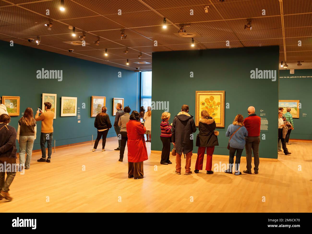 Amsterdam, Netherlands - December, 2022: Vincent Van Gogh Museum interior in Amsterdam, Netherlands with visitors Stock Photo