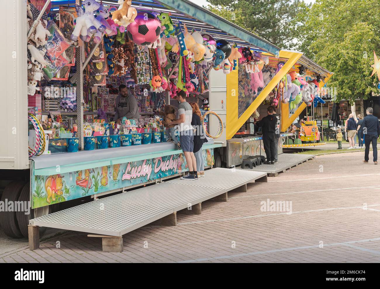 Hasselt. Limburg-Belgium. 08-08-2021. A mobile amusement park. Few visitors during the day Stock Photo